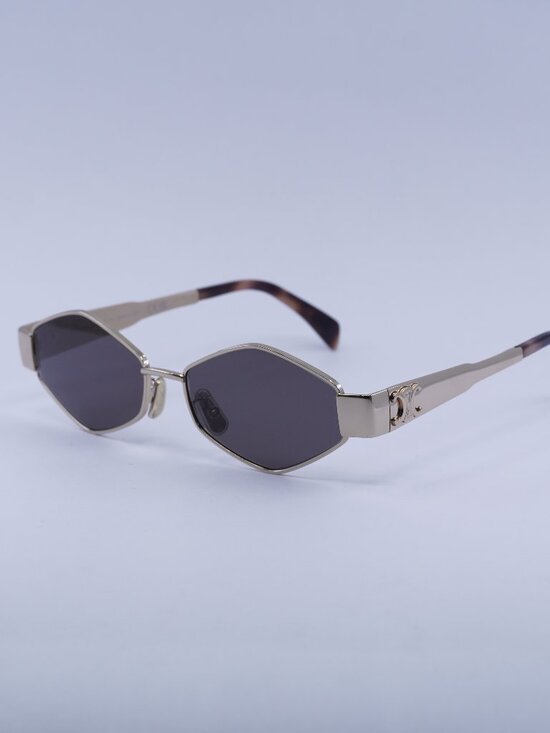 Celine CL40254U 28A Sunglasses Gold Geometric Frame, Smoke Lenses main image 6